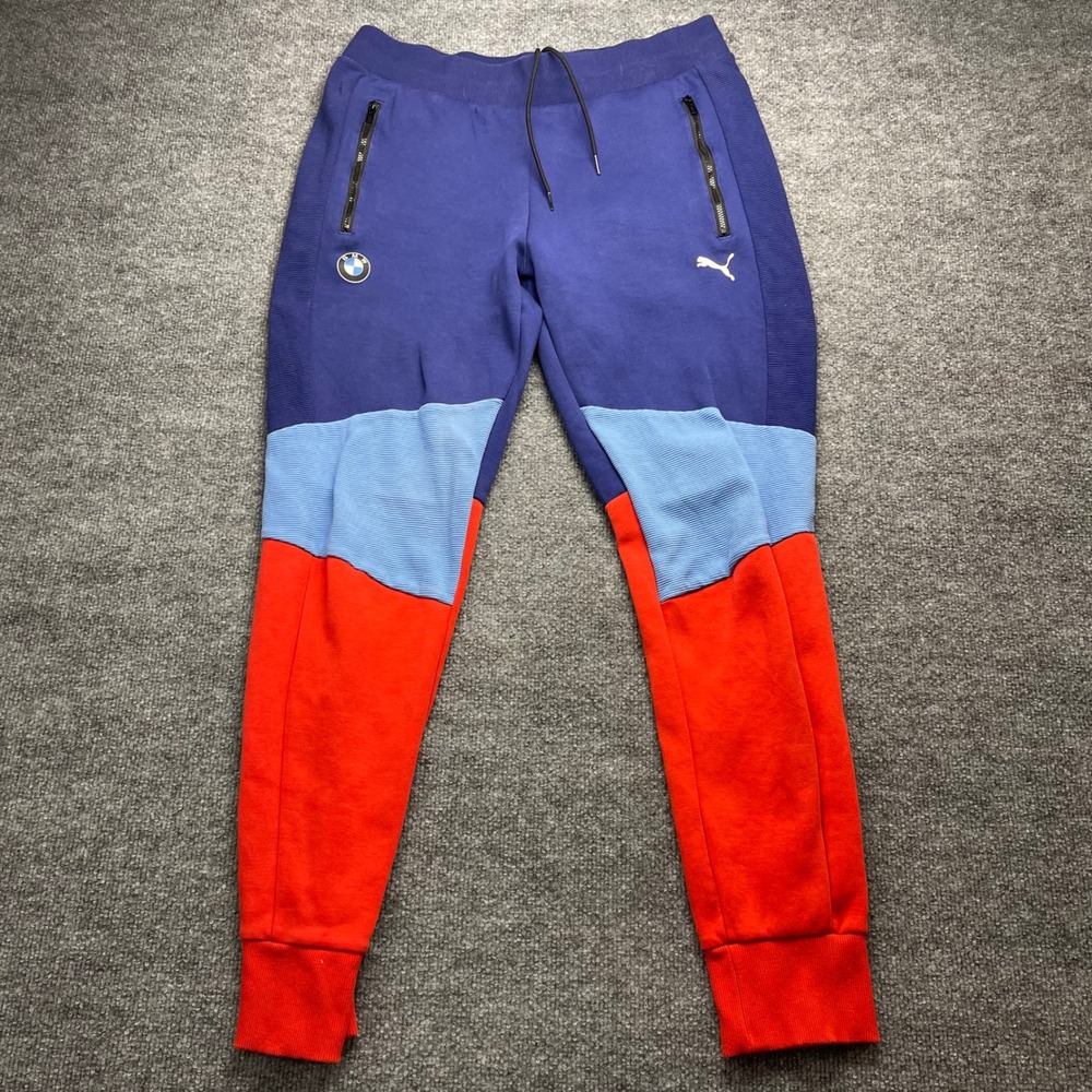 Puma BMW M Motorsport Tracksuit Set Mens Large Blue Red Colorblock Hoodie Pants - Picture 3 of 13
